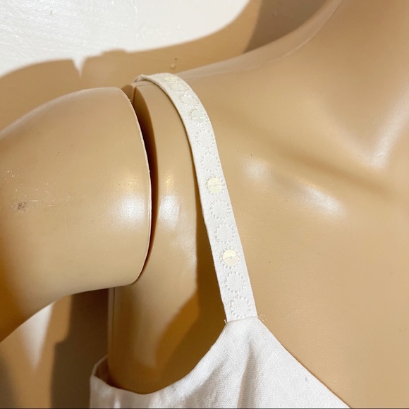 Vintage Ann Taylor White Linen Camisole Sequin Strap Blouse Sz 8 Cottagecore - Picture 6 of 9